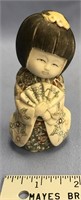 4" Ivory carving of an Asian girl with detailed co