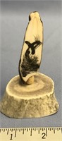 3" Fossilized ivory walrus tooth with scrimshaw of