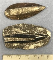 Two orthoses fossils approx. 5" each    (11)