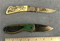 A lot of two pocket knives - one has bone handle w