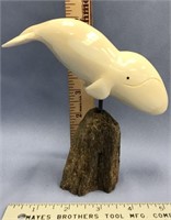 6.5" Fossilized ivory of a whale with inset baleen