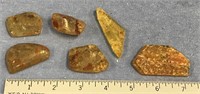 Six pieces of raw natural Amber     (11)