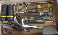 Hammers, chisels, hack saw & misc. tools