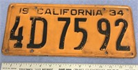 Antique California license plate from 1934     (i1