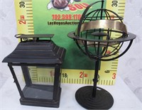43- METAL GLOBE AND CANDLE HOLDER