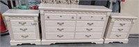 11- WHITE DRESSER AND MATCHING NIGHT STANDS