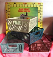 43- 4 NEW COLORED METAL BASKETS