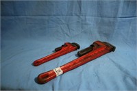 Pair of Rigid Pipe Wrenches 10"  18"
