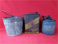 Vintage Gas Cans & Galvanized Bucket