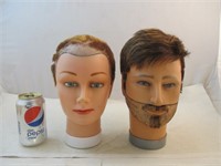 2 têtes de mannequins pour la coiffure