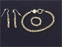 STERLING BEADED SIGNED JEWELRY SET