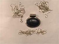 3 STERLING NECLACE CHAINS AND 1 PENDANT