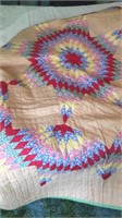 Large quilt multiple patterns green backed