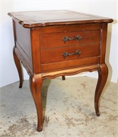French Provincial Side Table with Leather Top