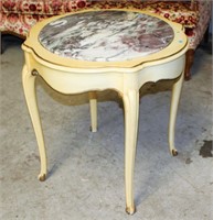 French Provincial Side Table with Marble Inset