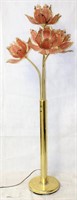 Mid-Century Floral Floor Lamp with Brass