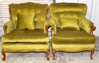 French Provincial Arm Chair with Green