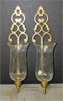 Pair of Brass Wall Sconce Candle Holders