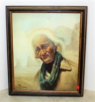 American Indian Portrait Painting Signed