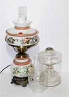 Hand Painted Parlor Lamp and Oil Lamp
