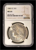 1880-CC Morgan dollar, NGC slab certified MS-64