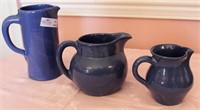 Bybee Pottery - Blue - 3 Unmatched Pitchers, Tall