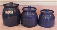 Bybee Pottery - Blue - 3 Piece Cannister Set