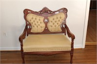 Victorian Walnut Settee with Shell and Acanthus