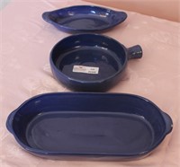 Bybee Pottery - Blue - 3 Pieces - Oval Serving