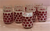 9 Cranberry Dot and White Tumblers