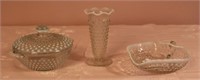 4 Piece Clear Opalescent Hobnail Pieces - Covered