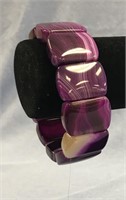 Beautiful agate stretch bracelet, purple and white