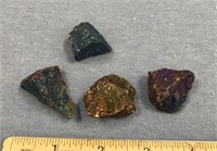 Lot of 4 peacock ore stone specimens    (g 22)