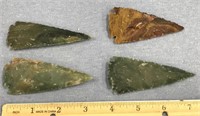 Lot of 4 composite arrowheads, each approx. 3 1/2"