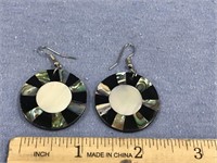 1 1/4" abalone and baleen dangle earrings    (g 22
