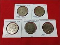 Five Eisenhower Dollars