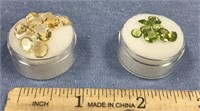 2 containers of semi precious stones, citrine and
