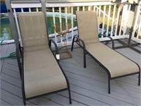 2-patio lounge chairs & metal plant holder