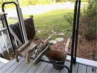 wood rack, wood, & ash bucket
