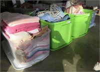4-totes w/contents: towels, blankets, electric