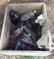 Blackhawk corn grinder, old purex bottles &