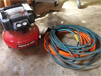 Porter Cable Pancake Air Compressor & 2 hoses