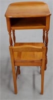 Vtg Pine Telephone Table & Chair