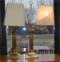 Pair Brass Table Lamps (Swing Arm)