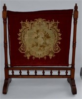 Antique Embrodiered Fire Screen 31"h x 25"w