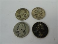 Set of 4 90% Silver Quarters '46-P '34-D '47-D