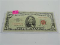 1936 $5 Red Seal Bill
