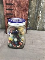 Pint jar of old marbles