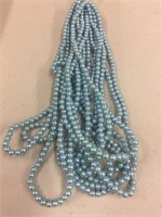 Blue imitation pearls 58 strands 12 inches long