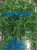 Toho 12 mm bugle beads silver lined green